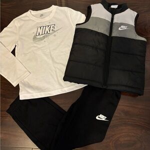 Nike long sleeve shirt, sweatpants, and vest outfit Sz 7